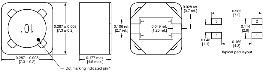 Mechanical Drawing - Vishay / Dale IFCL Coupled Ferrite Power Inductors